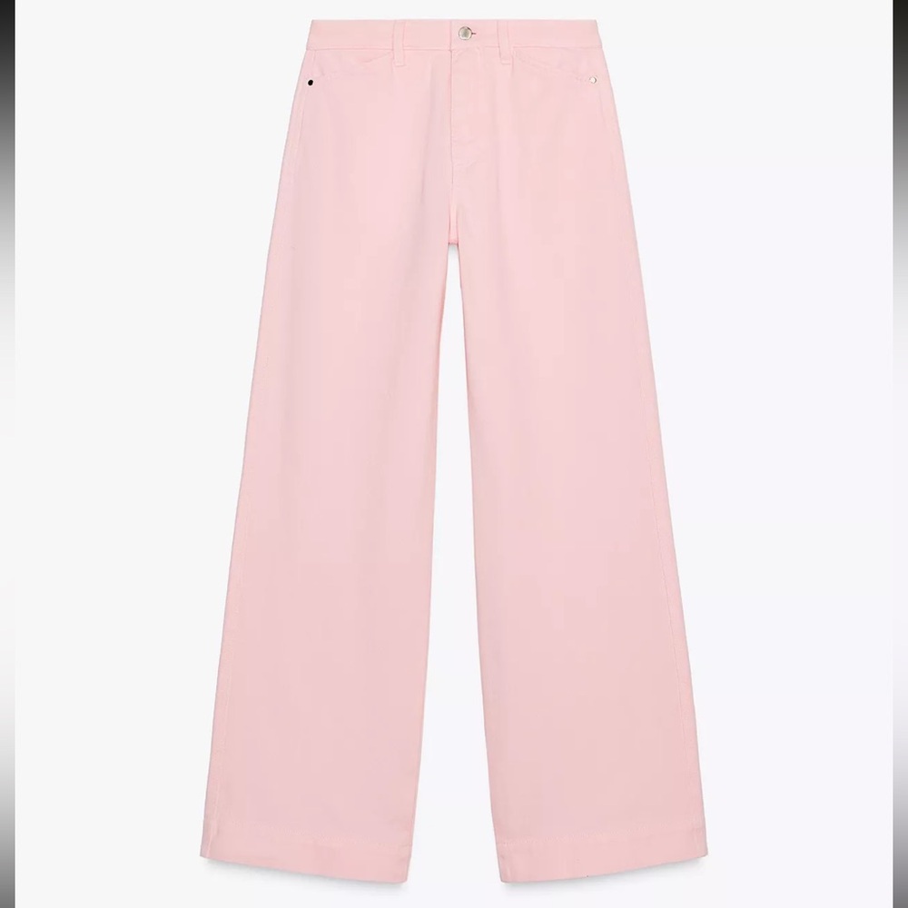 Zara high waist wide leg pink jeans